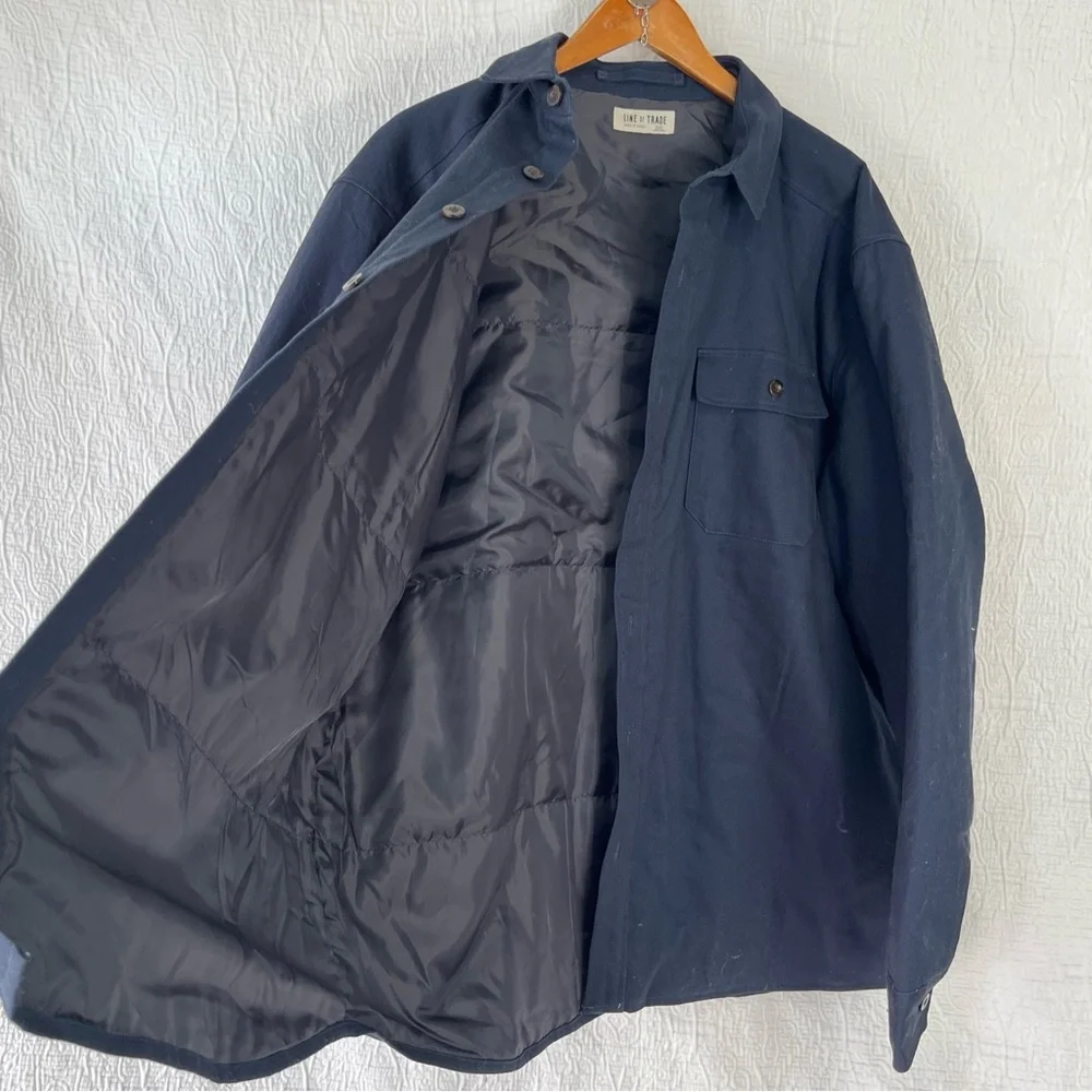 Line of Trade Shirt Jacket Shacket Men 3X Navy Blue Quilted Insulated Work Coat
